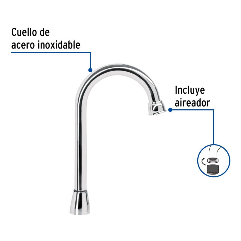 AQCR-60FC1.jpg Código: 49790 Cuello tipo bar para mezcladora de lavabo, cromo, Aqua AQCR-60