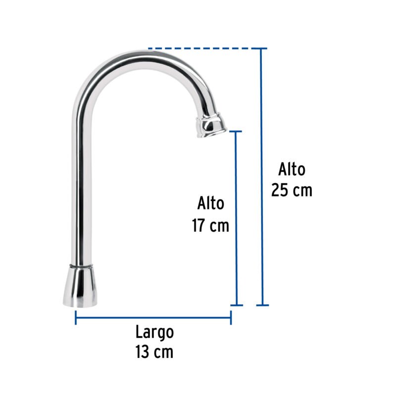 AQCR-60FC2.jpg Código: 49790 Cuello tipo bar para mezcladora de lavabo, cromo, Aqua AQCR-60