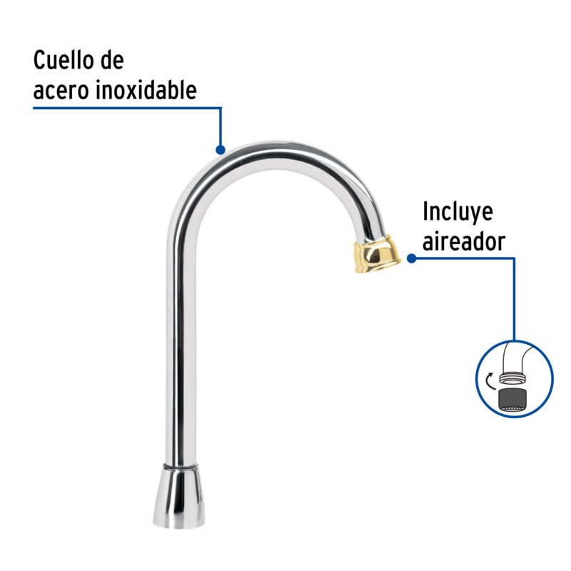 Código: 46723 Cuello tipo bar para mezcladora de lavabo, cromo-oro, Aqua AQCR-60G