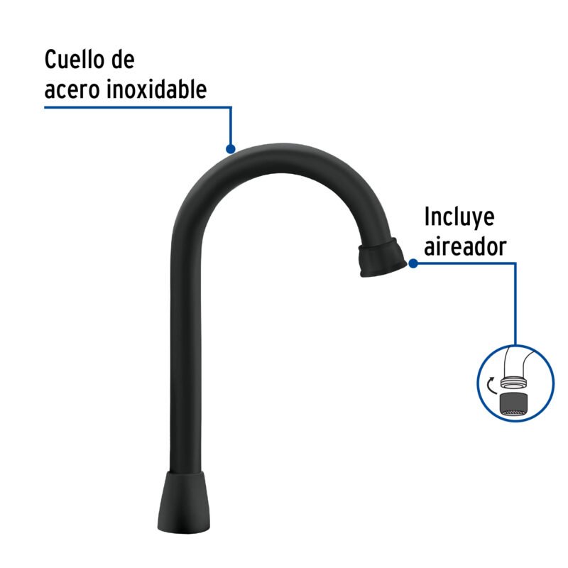 Código: 46725 Cuello tipo bar para mezcladora de lavabo, negro mate, Aqua AQCR-60M