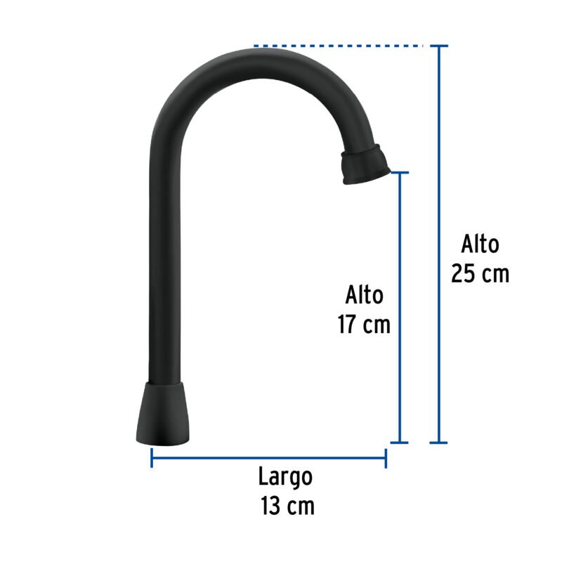 Código: 46725 Cuello tipo bar para mezcladora de lavabo, negro mate, Aqua AQCR-60M