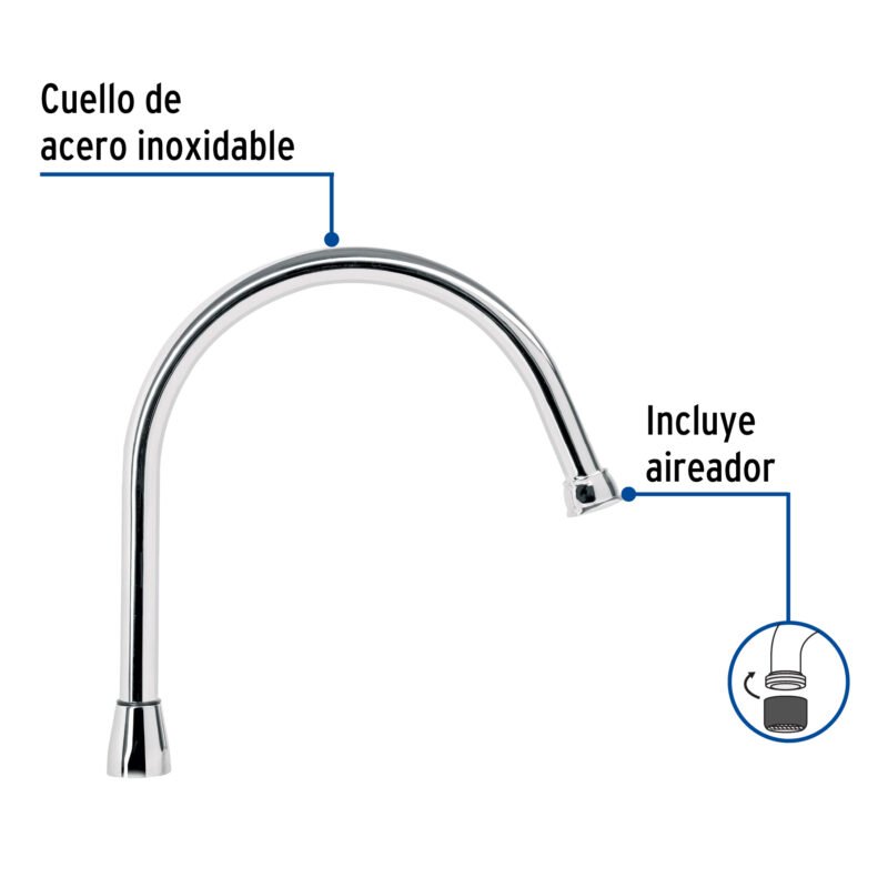 AQCR-80FC1.jpg Código: 49791 Cuello largo para mezcladora de fregadero, cromo, Aqua AQCR-80