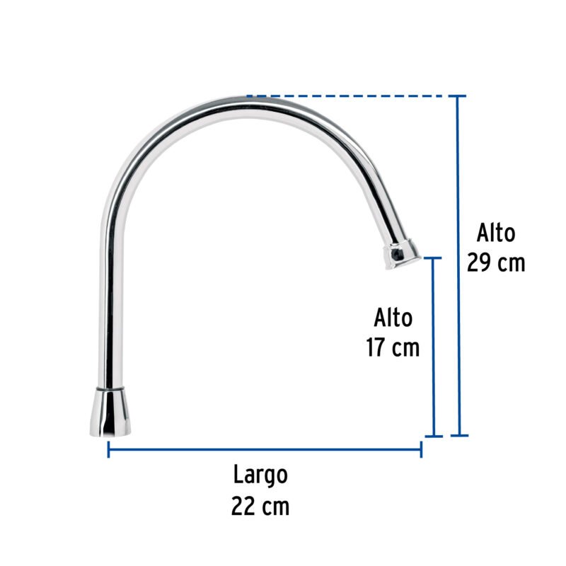 AQCR-80FC2.jpg Código: 49791 Cuello largo para mezcladora de fregadero, cromo, Aqua AQCR-80
