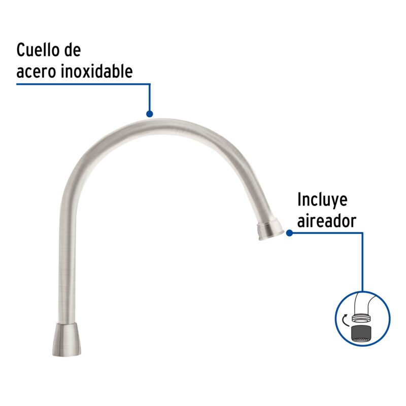 Código: 46726 Cuello largo para mezcladora de fregadero, satín, Aqua AQCR-80N