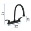 Código: 45625 Mezcladora fregadero 8' negro, cuello largo, palanca, AQUA AQF-82M