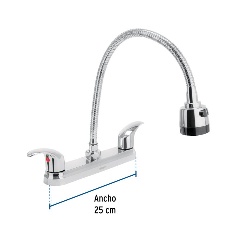 AQF-88FC2.jpg Código: 49820 Mezcladora fregadero 8' cromo, cuello flexible, palanca,AQUA AQF-88
