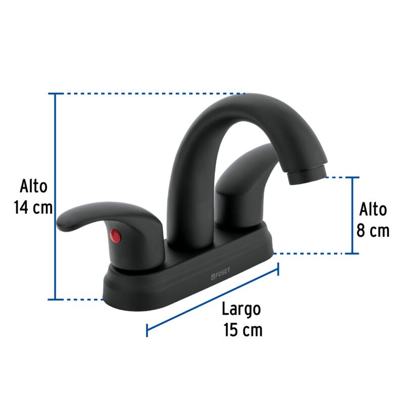 AQM-52MFC2.jpg Código: 45357 Mezcladora lavabo 4' negro, nariz curva, palanca, AQUA AQM-52M