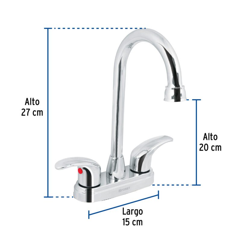 Código: 49691 Mezcladora lavabo 4' cromo, tipo bar, palanca, AQUA AQM-62