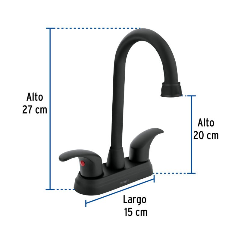 AQM-62MFC2.jpg Código: 45623 Mezcladora lavabo 4' negro, tipo bar, palanca, AQUA AQM-62M
