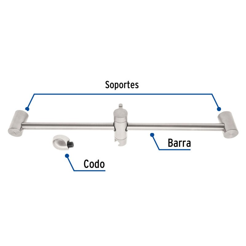 Código: 45091 Barra mural con codo, satín, Foset Riviera AR-02N