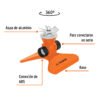 Código: 10329 Aspersor base metálica, con aspas de aluminio, Truper ASP-50