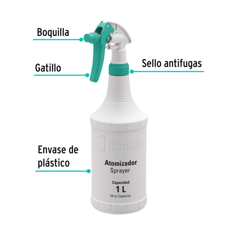 ATO-100FC1.jpg Código: 55938 Atomizador de 1 litro, KLINTEK ATO-100