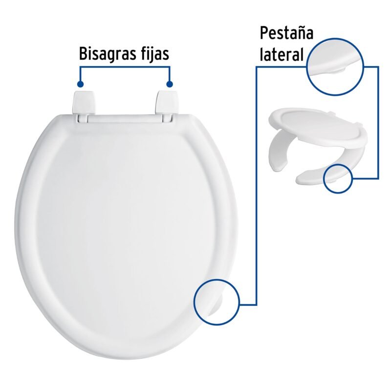 AWC-35BFC2.jpg Código: 49902 Asiento redondo ligero con tapa para WC, blanco, FOSET BASIC AWC-35B