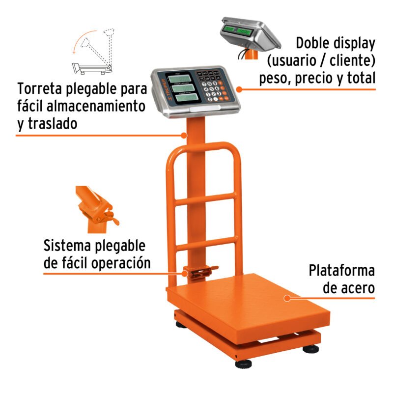 BAS-100PLAFC1.jpg Código: 15729 Báscula electrónica de plataforma, plegable, 100 kg, Truper BAS-100PLA