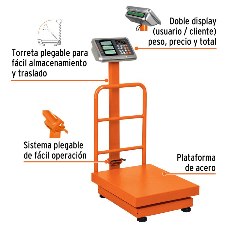 BAS-200PLAFC1.jpg Código: 15732 Báscula electrónica de plataforma, plegable, 200 kg, Truper BAS-200PLA