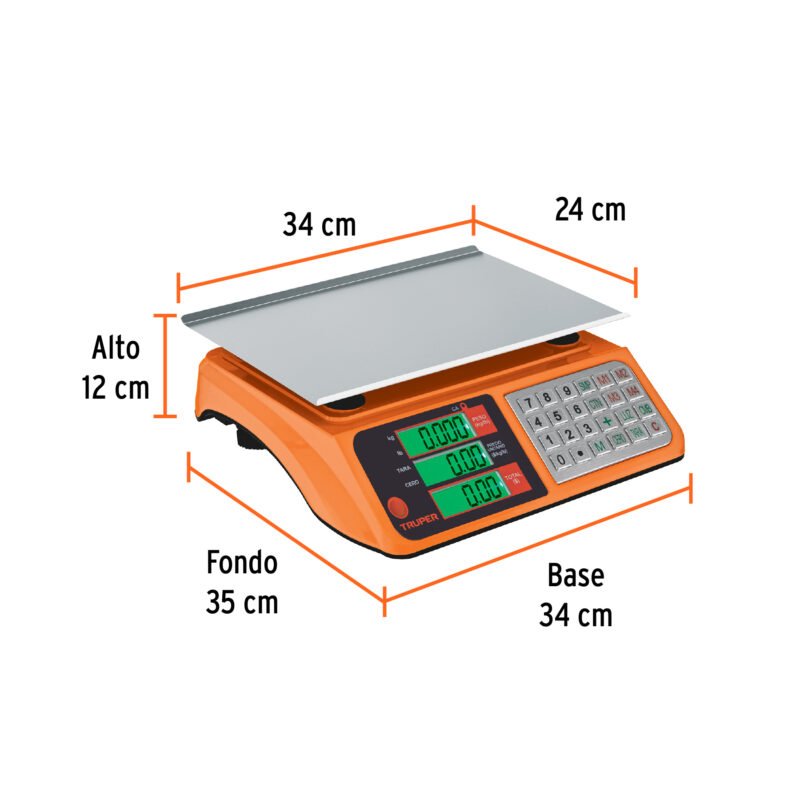 BASE-40UFC2.jpg Código: 103131 Báscula electrónica multifunciones 40 kg USB, Truper BASE-40U