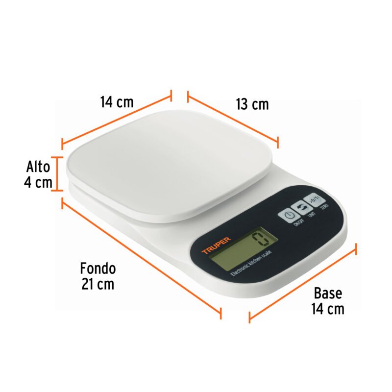 BASE-5EPFC2.jpg Código: 15161 Báscula digital para cocina, plato de ABS, 5 kg, Truper BASE-5EP