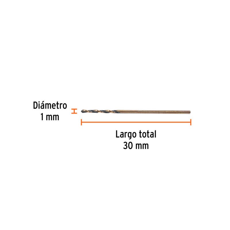 BAV-10FC2.jpg Código: 14072 Broca HSS 1.0 mm Trugold para metal, Truper Expert BAV-10