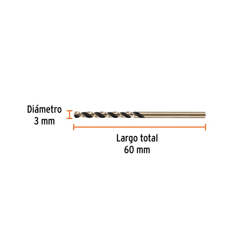 BAV-30FC2.jpg Código: 14127 Broca HSS 3.0 mm Trugold para metal, Truper Expert BAV-30