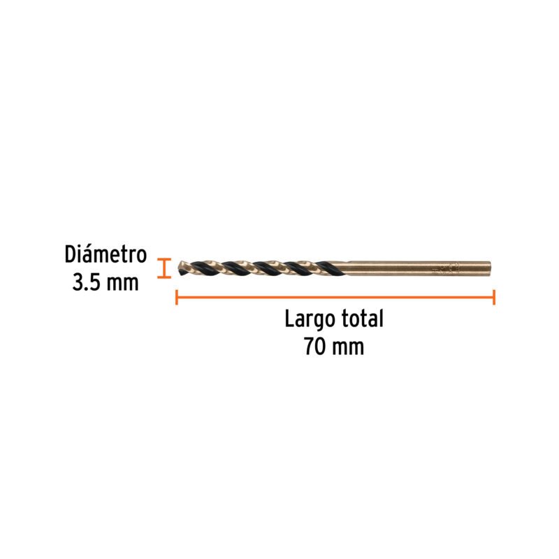 BAV-35FC2.jpg Código: 14130 Broca HSS 3.5 mm Trugold para metal, Truper Expert BAV-35