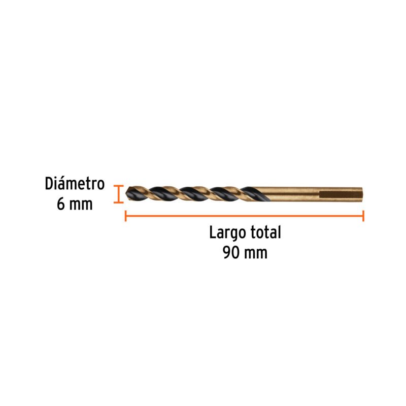 BAV-60FC2.jpg Código: 14150 Broca HSS 6.0 mm Trugold para metal, Truper Expert BAV-60