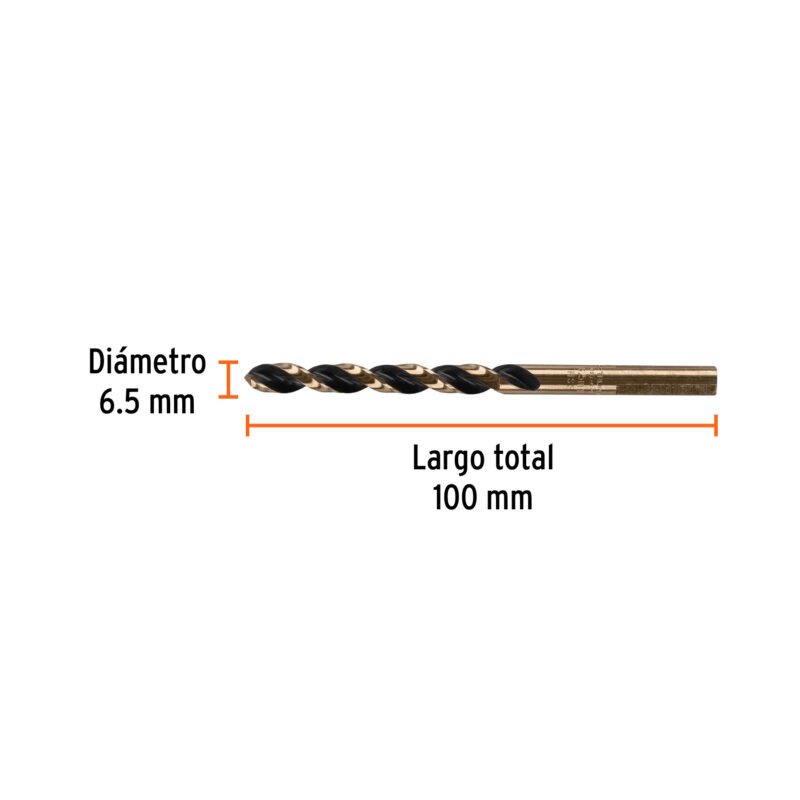 BAV-65FC2.jpg Código: 14151 Broca HSS 6.5 mm Trugold para metal, Truper Expert BAV-65