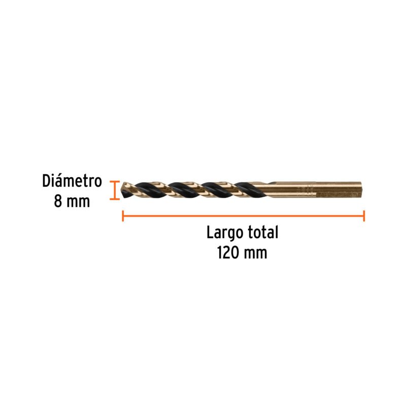BAV-80FC2.jpg Código: 14178 Broca HSS 8.0 mm Trugold para metal, Truper Expert BAV-80