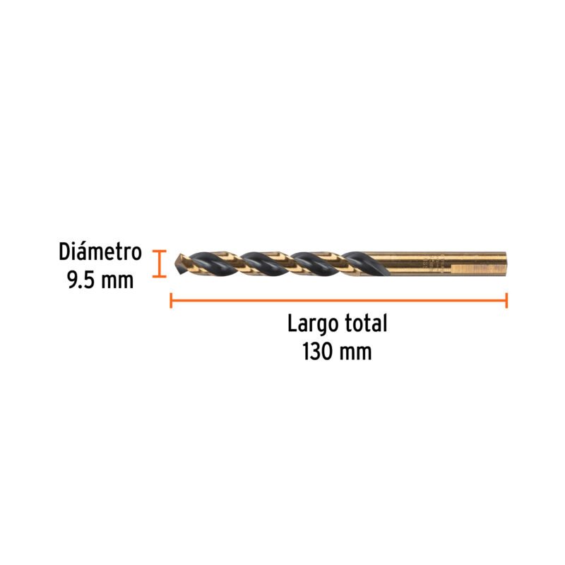 BAV-95FC2.jpg Código: 14319 Broca HSS 9.5 mm Trugold para metal, Truper Expert BAV-95