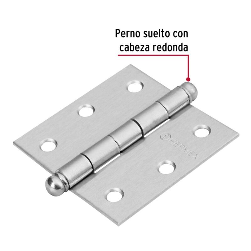 BC-253RFC1.jpg Código: 43255 Bisagra cuadrada 2-1/2', satinado, cabeza redonda, HERMEX BC-253R