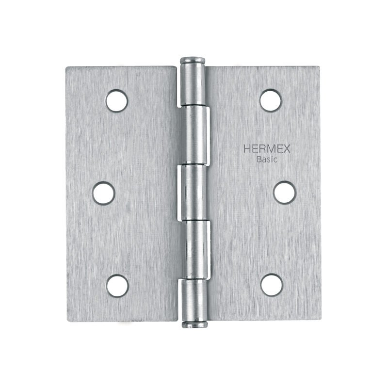 BC-303PP.jpg Código: 23687 Bisagra cuadrada 3', satinado, cabeza plana, BASIC BC-303PP