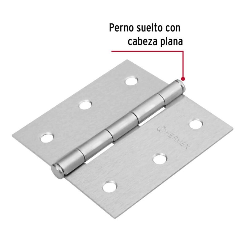 BC-303PPFC1.jpg Código: 23687 Bisagra cuadrada 3', satinado, cabeza plana, BASIC BC-303PP