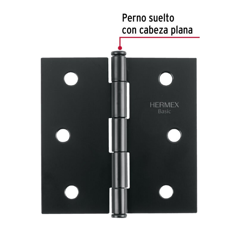 BC-306PPFC1.jpg Código: 27134 Bisagra cuadrada 3', negro mate, cabeza plana, BASIC BC-306PP