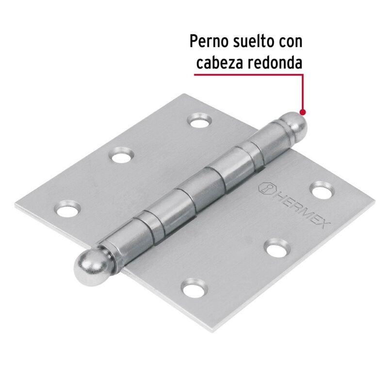 BC-354RFC1.jpg Código: 43223 Bisagra cuadrada 3-1/2' acero inox, cabeza redonda, HERMEX BC-354R