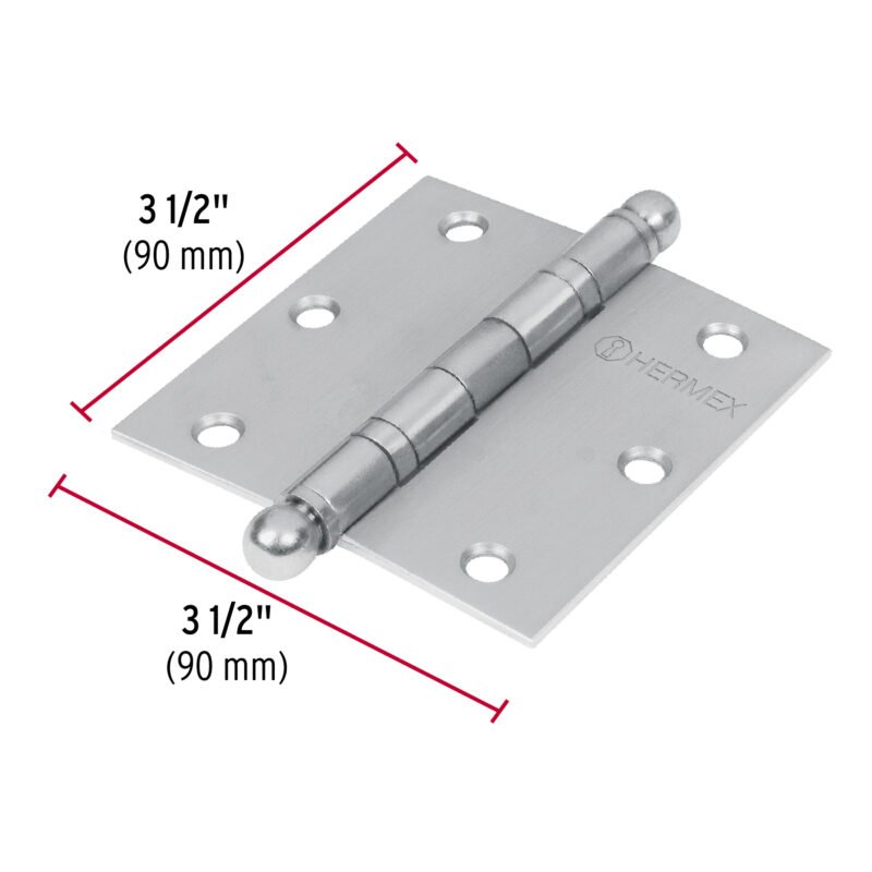 BC-354RFC2.jpg Código: 43223 Bisagra cuadrada 3-1/2' acero inox, cabeza redonda, HERMEX BC-354R