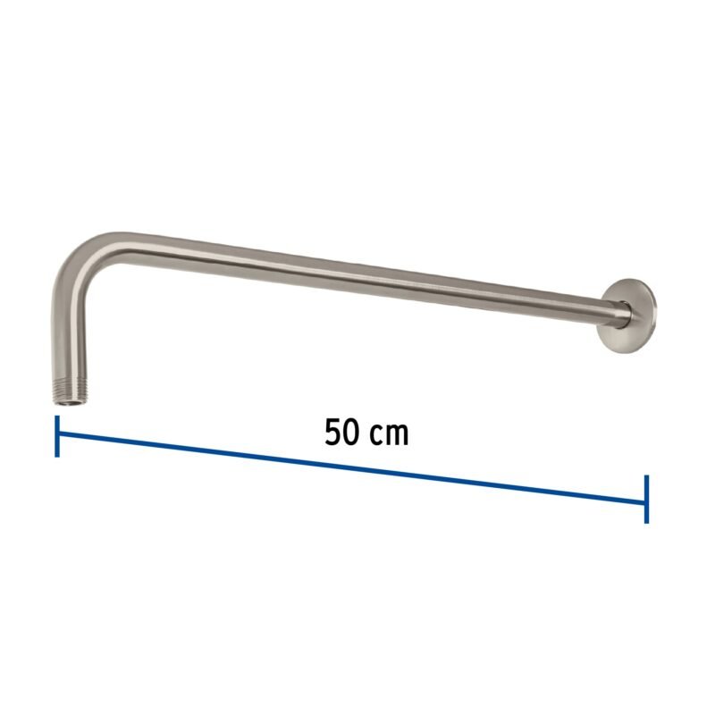 Código: 47753 Brazo recto 50 cm con chapetón para regadera, satín, Foset BCH-650N