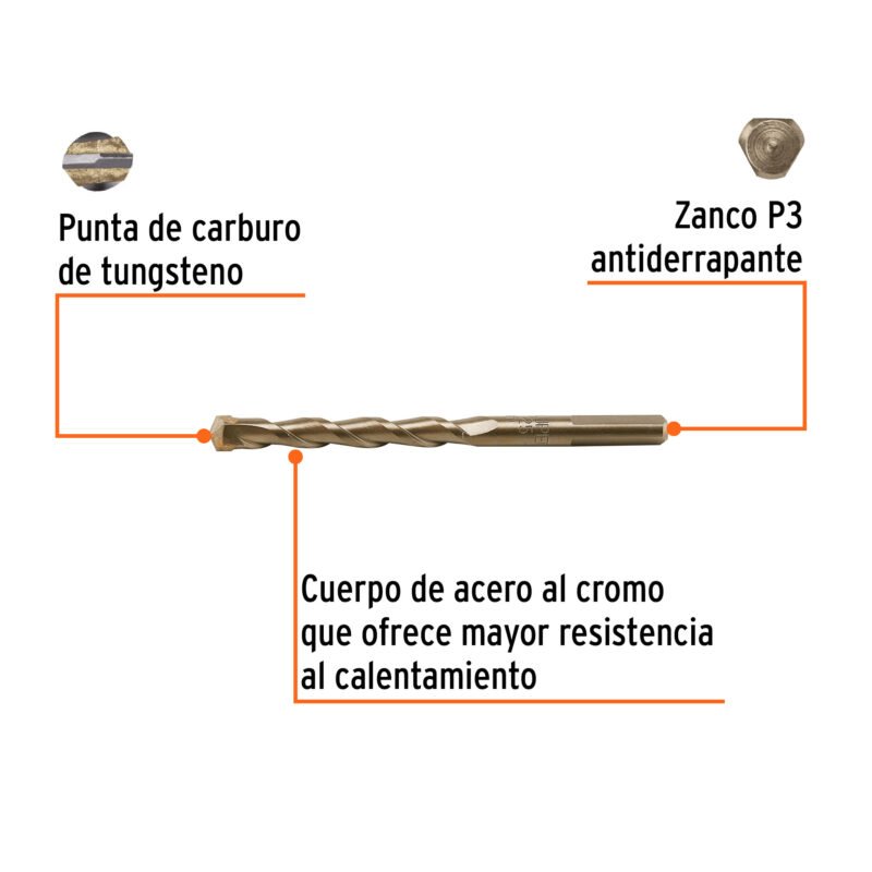 Código: 102348 Broca para concreto 10 x 125 mm, Truper BCT-10X125