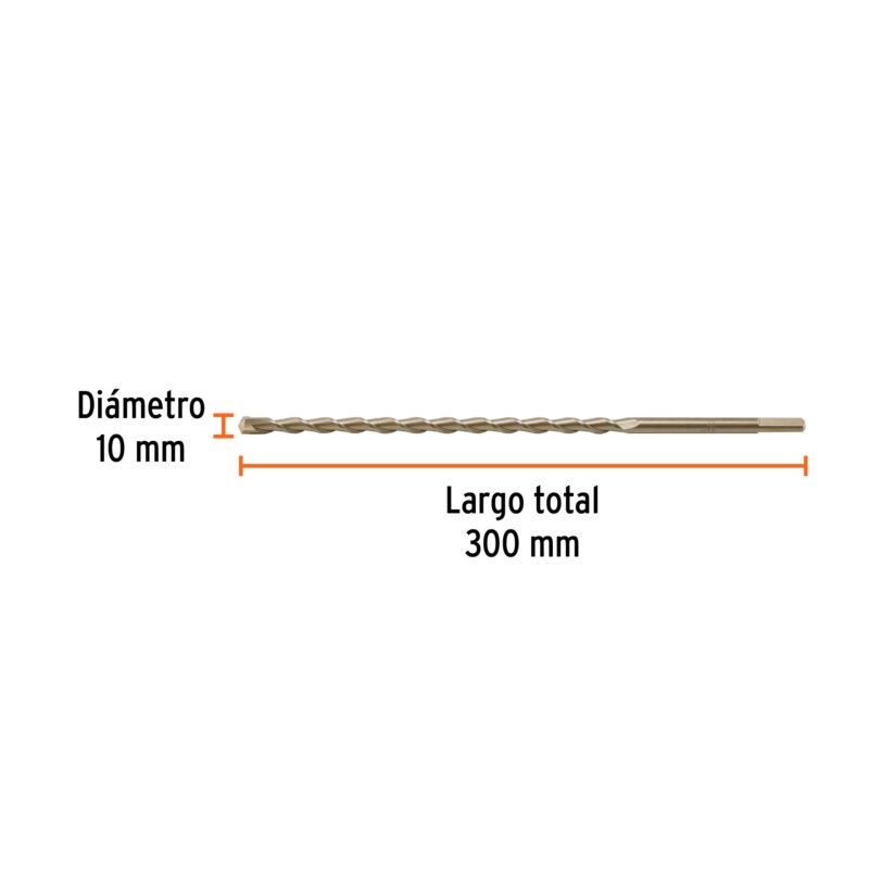 Código: 102350 Broca para concreto 10 x 300 mm, Truper BCT-10X300