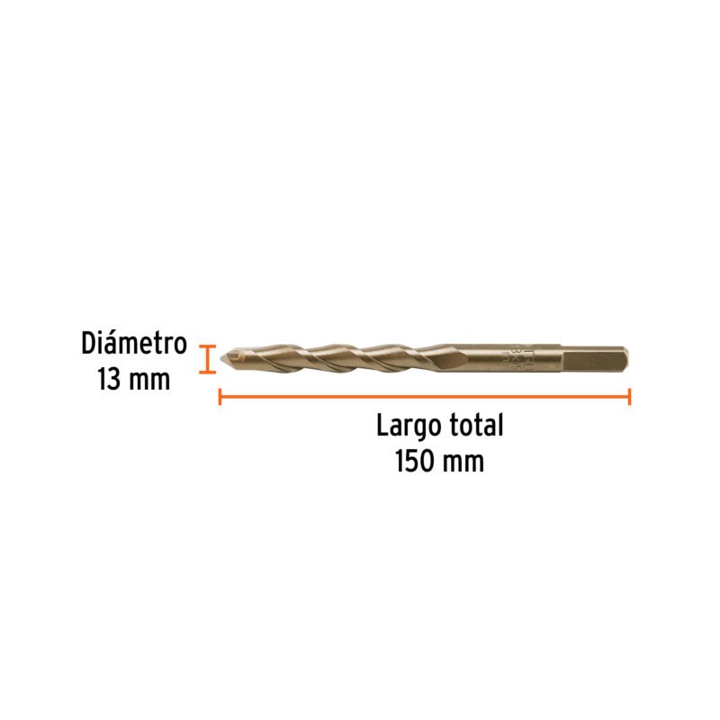 BCT-13X150FC2.jpg Código: 102351 Broca para concreto 13 x 150 mm, Truper BCT-13X150