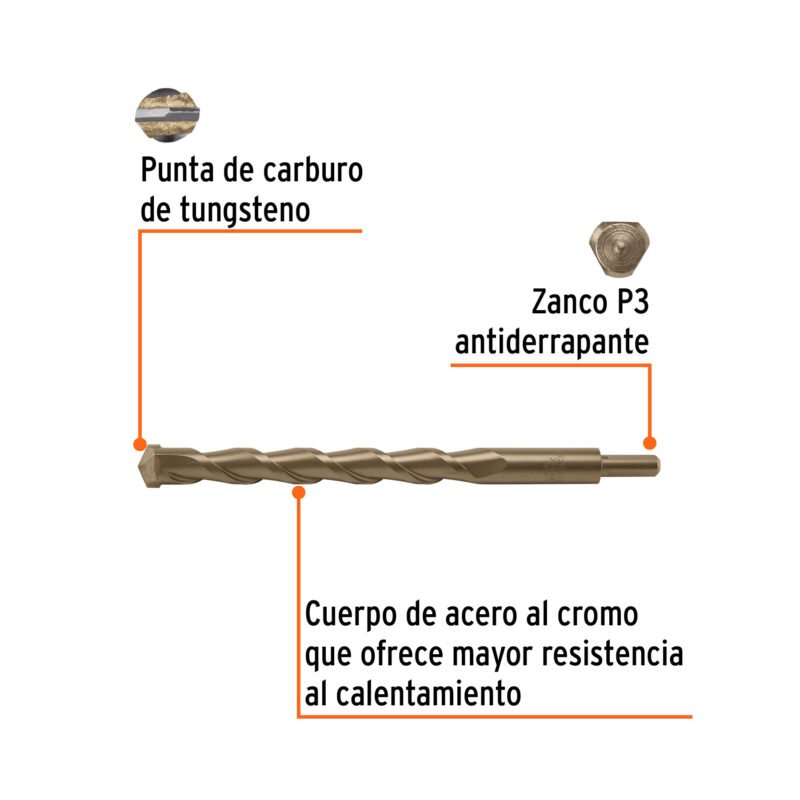 Código: 102360 Broca para concreto 25 x 300 mm, Truper BCT-25X300