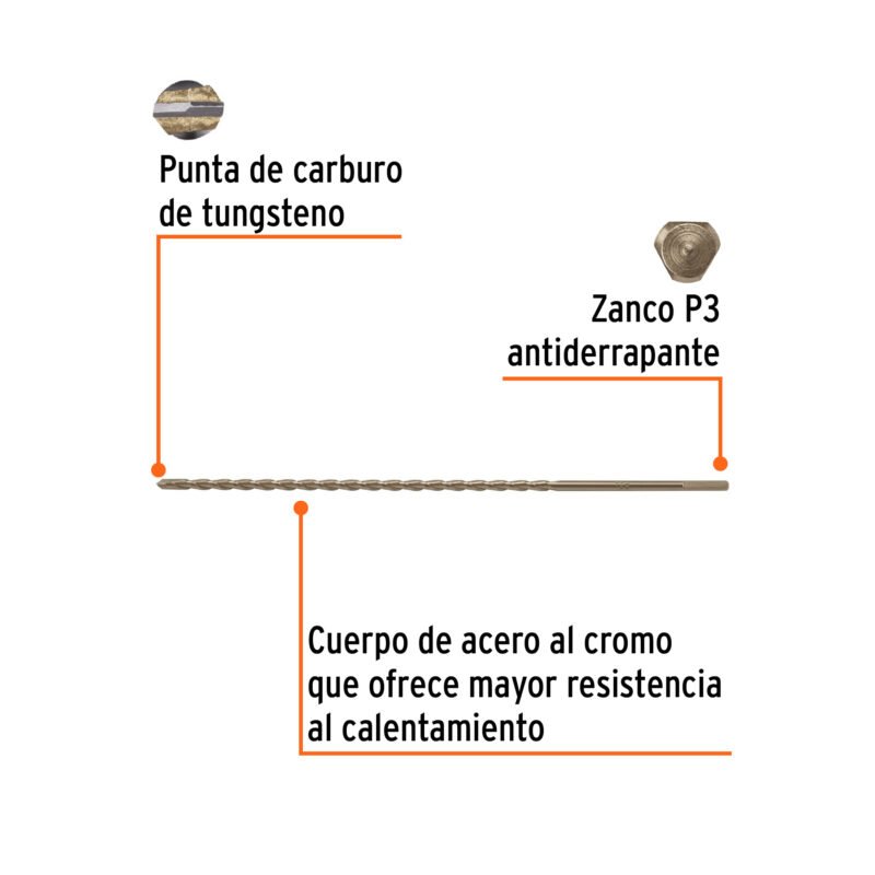 Código: 102344 Broca para concreto 6 x 300 mm, Truper BCT-6X300
