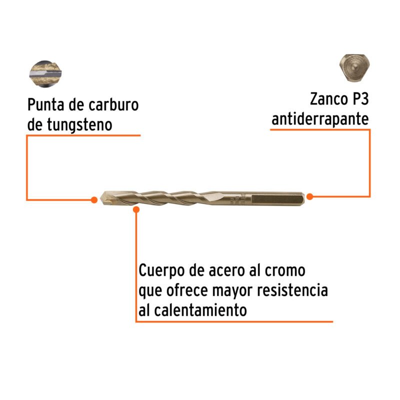 BCT-8X100FC1.jpg Código: 102345 Broca para concreto 8 x 100 mm, Truper BCT-8X100