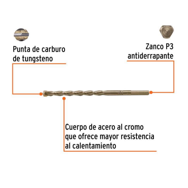 Código: 102346 Broca para concreto 8 x 150 mm, Truper BCT-8X150
