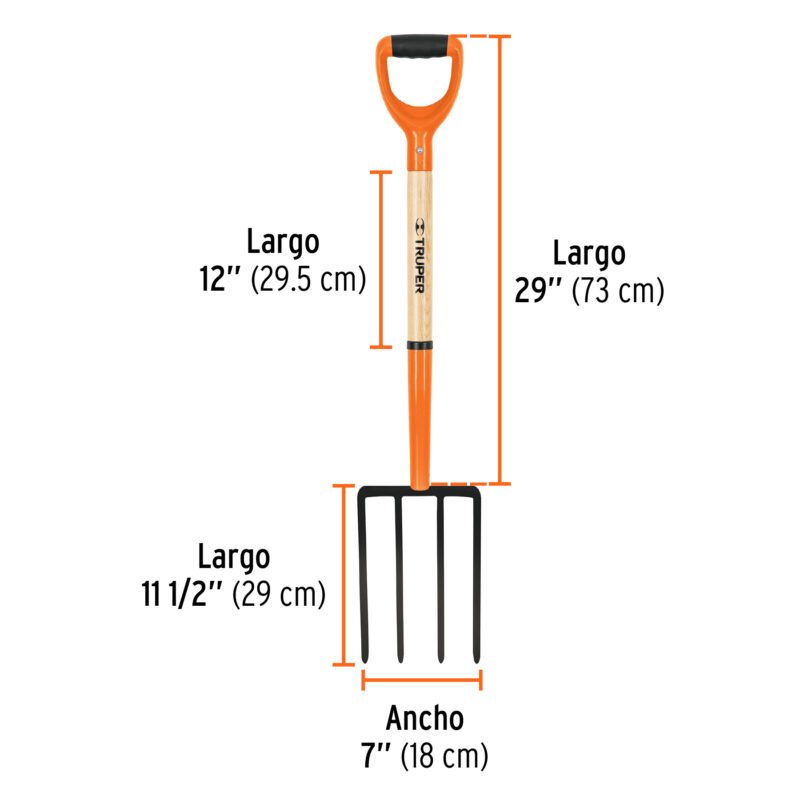 BJ-4PCFC2.jpg Código: 101540 Bieldo para jardín, 4 dientes cuadrados, mgo 29', puño 'Y' BJ-4PC