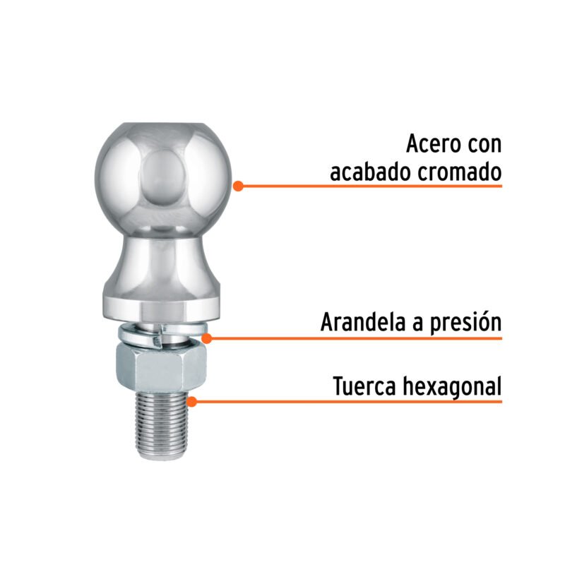 BOLA-20FC1.jpg Código: 44441 Bola de arrastre para remolque, 1-7/8', 2000 lb, Truper BOLA-20