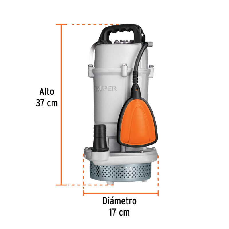 Código: 15003 Bomba sumergible cubierta aluminio,agua limpia, 1 HP, TRUPER BOS-1LPX