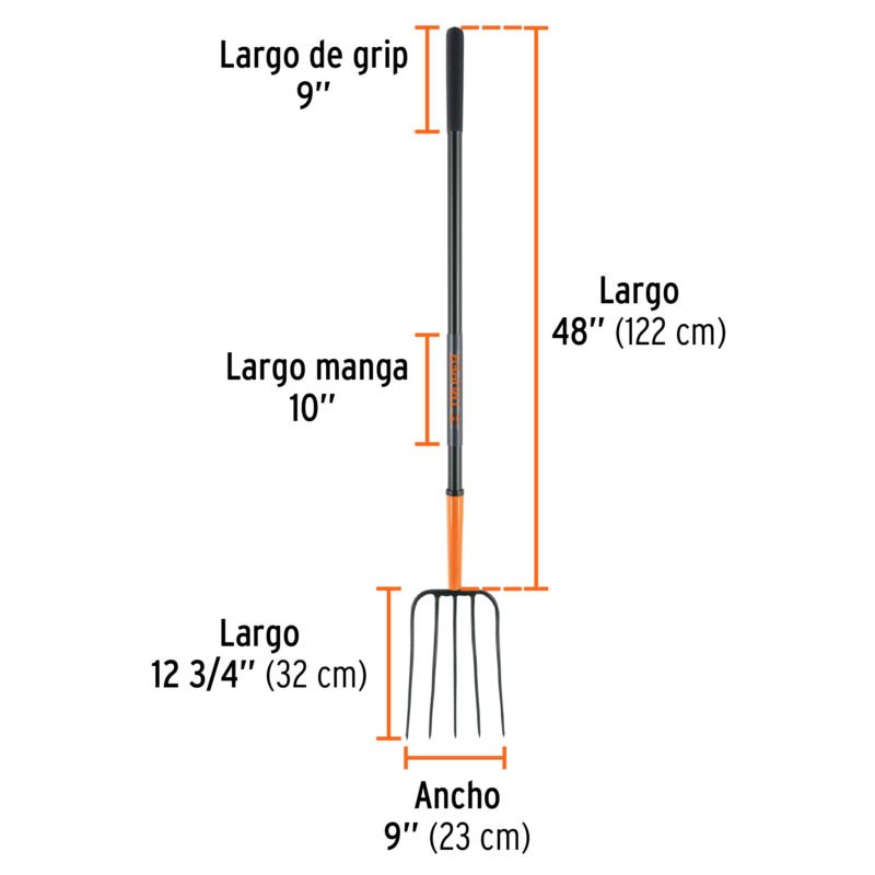 BPJ-5MFC2.jpg Código: 102101 Bieldo para paja, 5 dientes, mgo largo de acero 48' TRUPER BPJ-5M