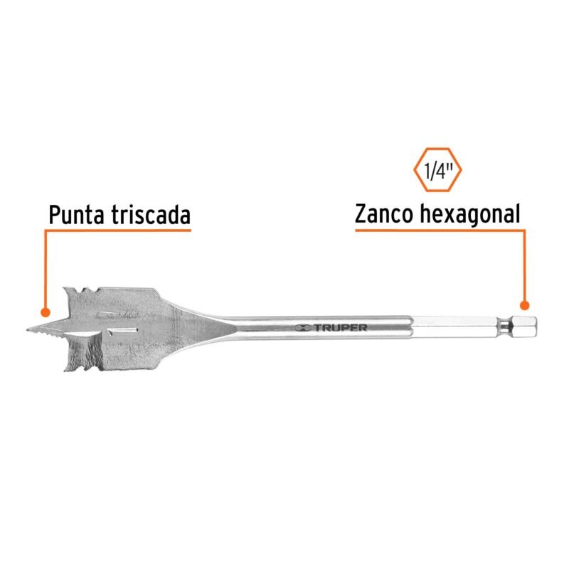 BPT-1FC1.jpg Código: 11384 Broca plana de manita 1' para madera, Truper BPT-1