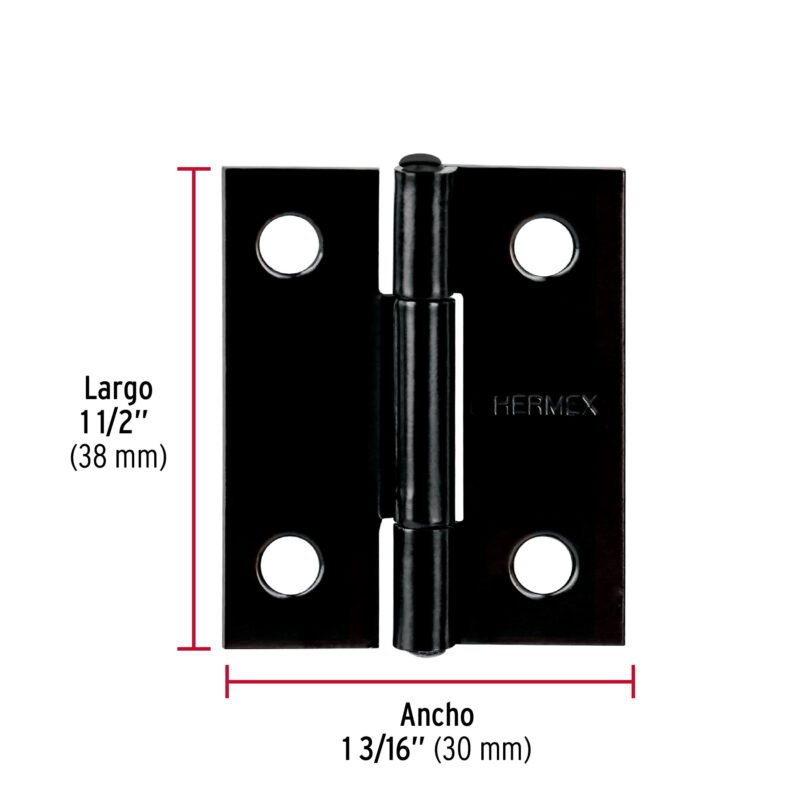 BR-156FC2.jpg Código: 45633 Bisagra rectangular 1-1/2' negra, HERMEX BR-156