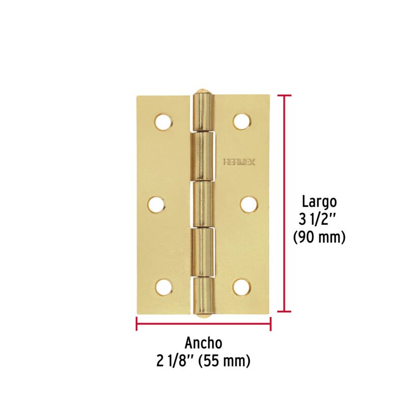 BR-351BFC2.jpg Código: 45689 Bolsa con 2 bisagras rectangulares 3-1/2', acero latonado BR-351B