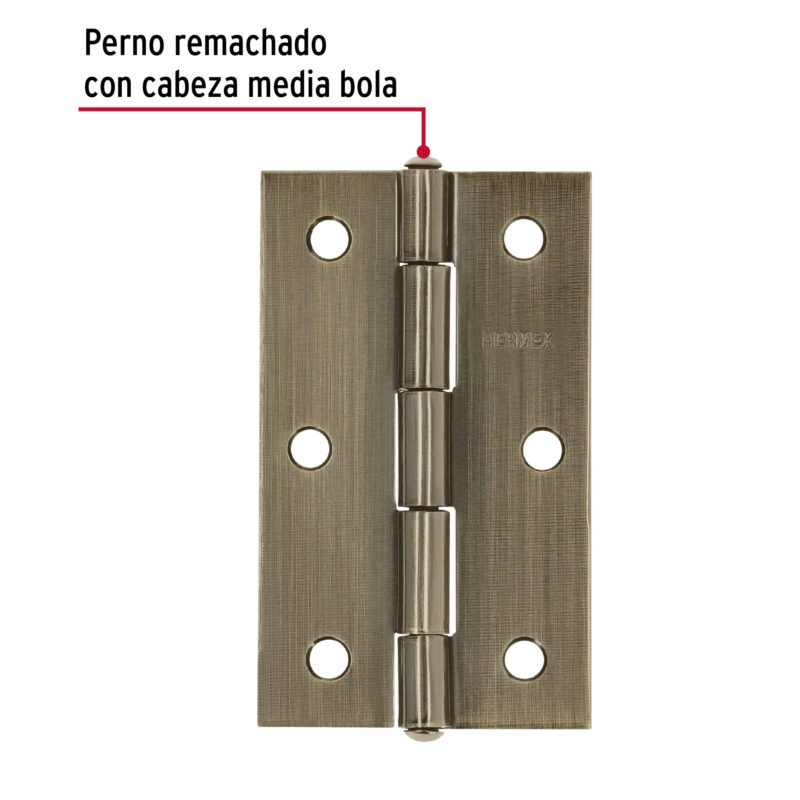 Código: 46914 Bisagra rectangular 3-1/2' latón antiguo, HERMEX BR-352